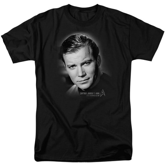 Star Trek Captain Kirk Portrait Adult 18/1 T-Shirt Black