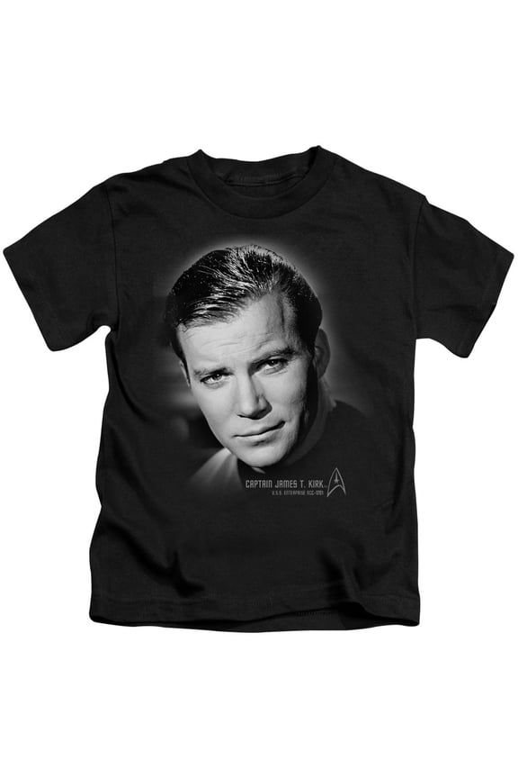 Star Trek Captain Kirk Portrait Youth 18/1 T-Shirt Black