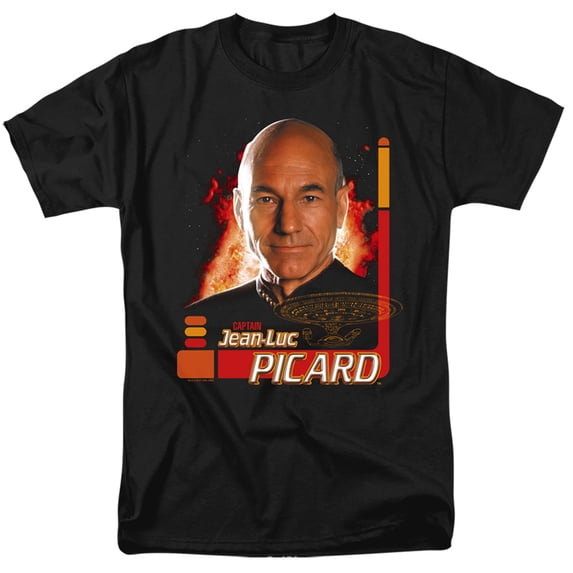 Star Trek Captain Picard Adult 18/1 T-Shirt Black