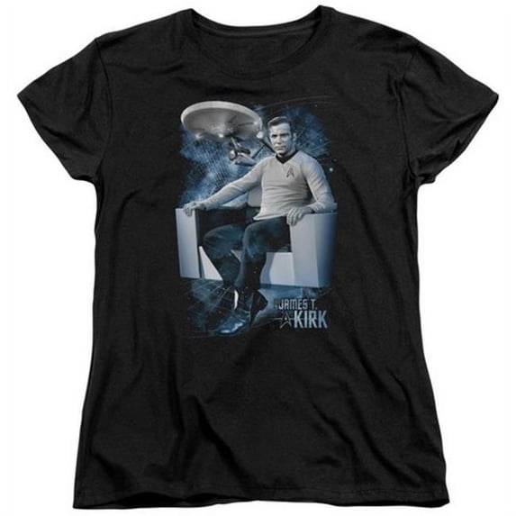 Star Trek-Captains Chair - Short Sleeve Womens Tee - Black- Large
