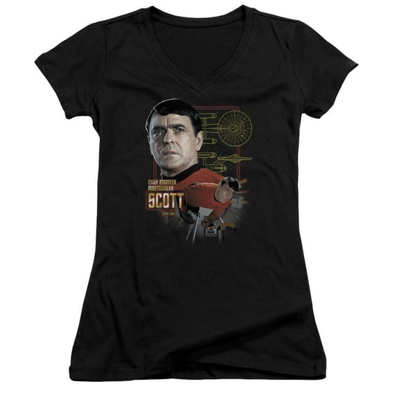 Star Trek Chief Engineer Scott Junior Women's V-Neck T-Shirt Black