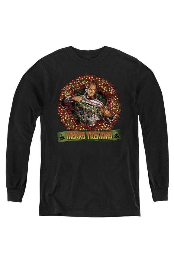 Christmas Merry Trekmas Kids Long Sleeve T-Shirt for Youth Boys and Girls