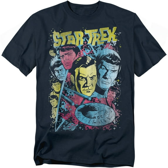 Star Trek Men's Classic Crew Illustrated T-shirt Large Blue