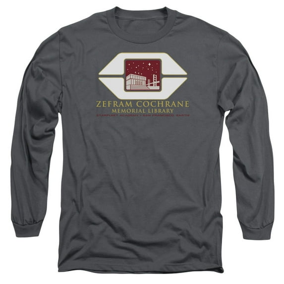 Star Trek Cochrane Library Long Sleeve Adult 18/1 T-Shirt Charcoal