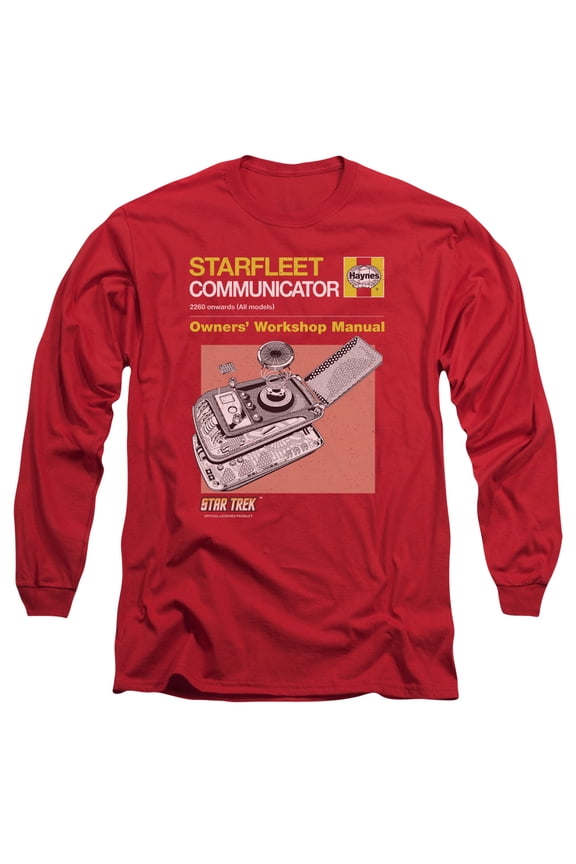Star Trek Comm Manual Long Sleeve Adult 18/1 T-Shirt Red