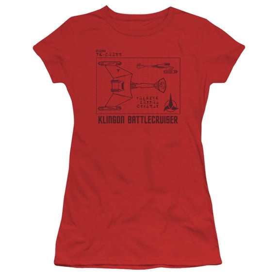 Star Trek D7 Diagram Junior Women's Sheer T-Shirt Red