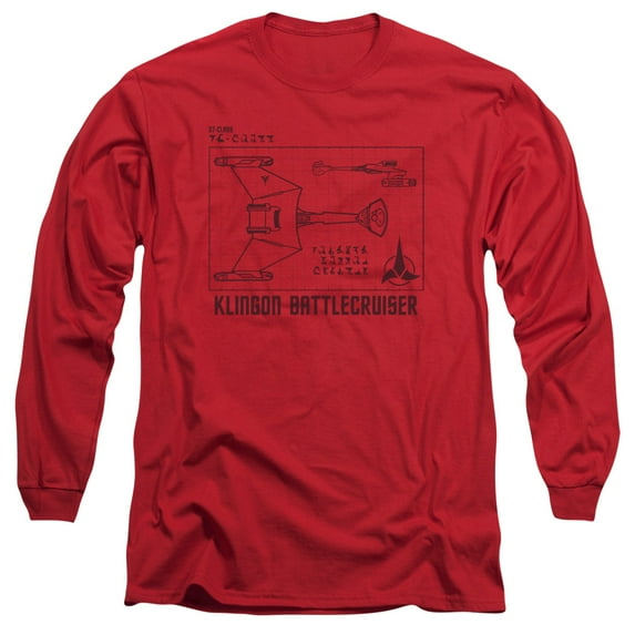 Star Trek D7 Diagram Long Sleeve Adult 18/1 T-Shirt Red