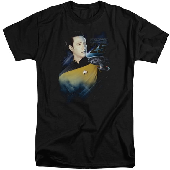Star Trek Data 25Th Adult Tall T-Shirt Black