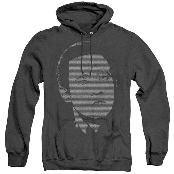Star Trek Datas Data Adult Heather Hoodie Sweatshirt Black