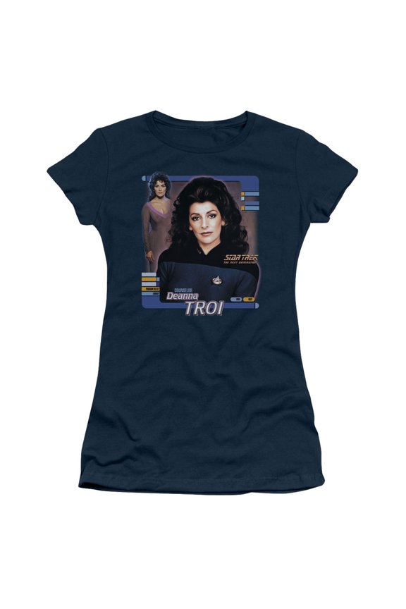 Star Trek Deanna Troi Junior Women's Sheer T-Shirt Navy