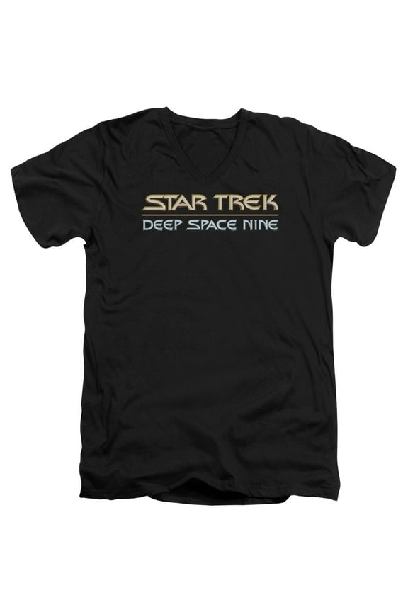 Star Trek Deep Space Nine Logo Adult V-Neck T-Shirt Black