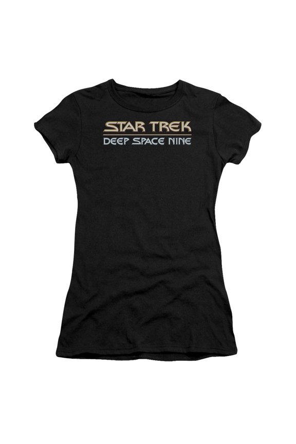 Star Trek Deep Space Nine Logo Junior Women's Sheer T-Shirt Black