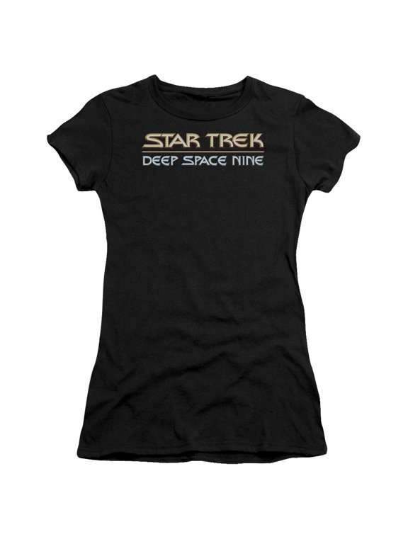 Star Trek Deep Space Nine Logo Junior Women's Sheer T-Shirt Black