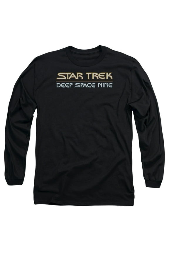 Star Trek Deep Space Nine Logo Long Sleeve Adult 18/1 T-Shirt Black