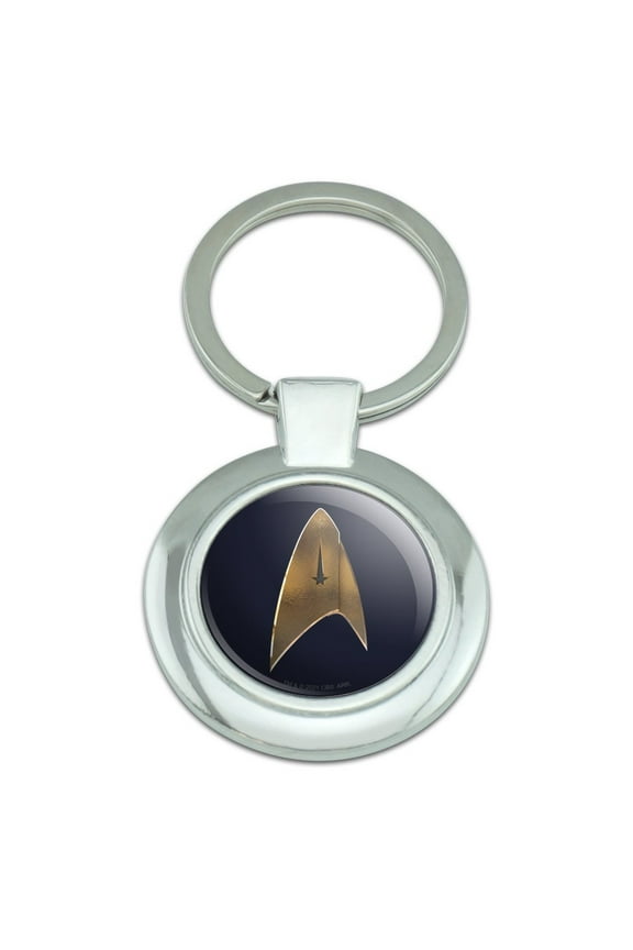 Star Trek Discovery Delta Shield Keychain Classy Round Chrome Plated Metal
