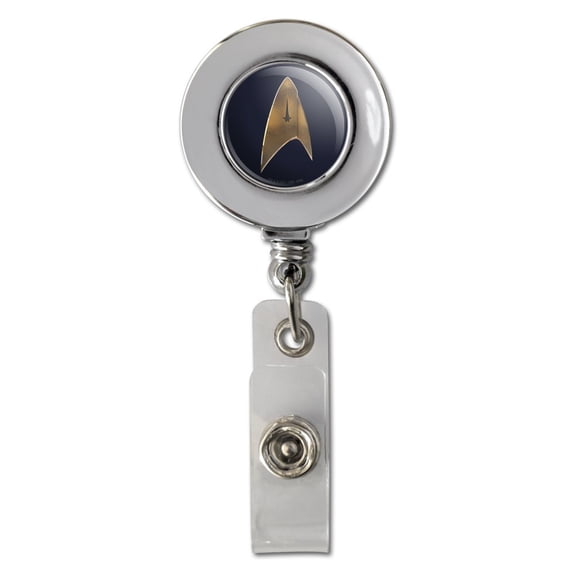 Star Trek Discovery Delta Shield Retractable Reel Chrome Badge ID Card Holder Clip