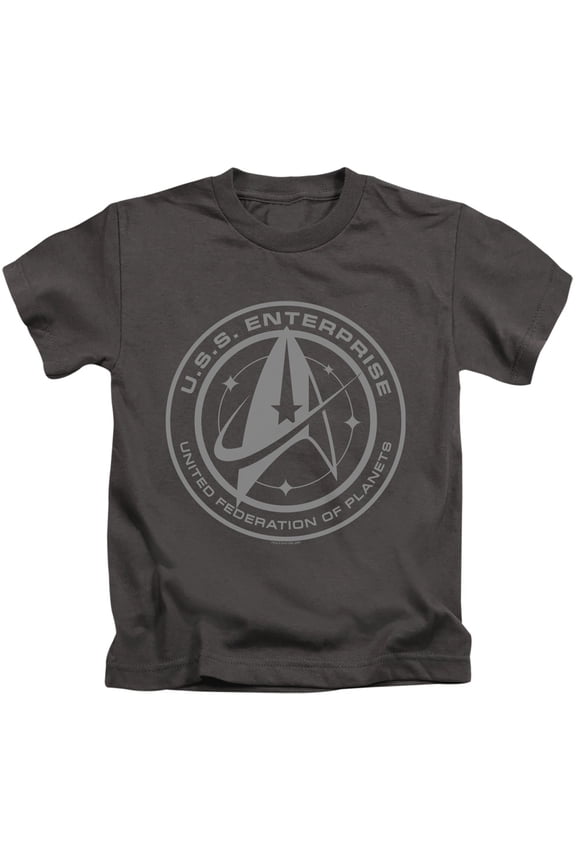 Star Trek Discovery Enterprise Crest Youth 18/1 T-Shirt Charcoal