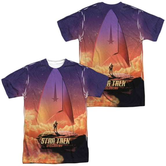 Star Trek Discovery Explore Unisex Adult Sublimated Costume T Shirt (Front/Back), Small Multicolor