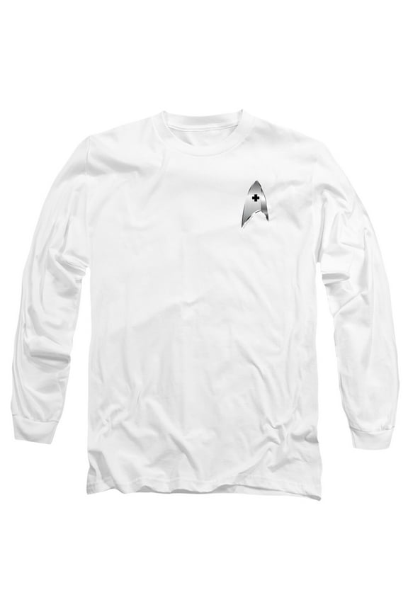 Star Trek Discovery Medical Badge Long Sleeve Adult 18/1 T-Shirt White