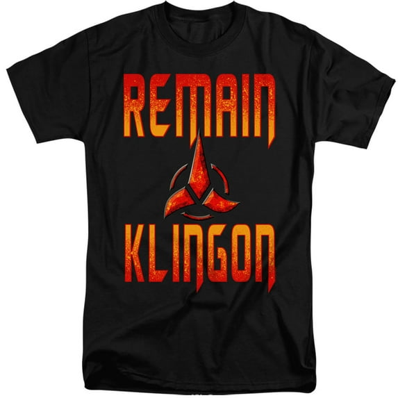 Star Trek Discovery Remain Klingon Adult Tall T-Shirt 18/1 T-Shirt Black