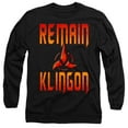 thumbnail image 1 of Star Trek Discovery Remain Klingon Long Sleeve Adult 18/1 T-Shirt Black, 1 of 2