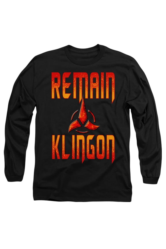 Star Trek Discovery Remain Klingon Long Sleeve Adult 18/1 T-Shirt Black