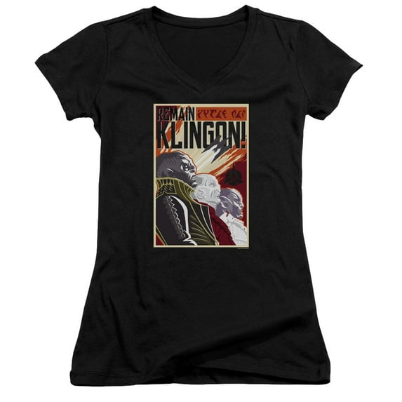 Star Trek Discovery Remain Klingson Poster Junior Women's V-Neck T-Shirt Black
