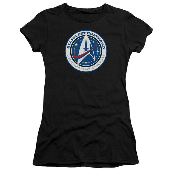 Star Trek Discovery Starfleet Command Junior Women's Sheer T-Shirt Black