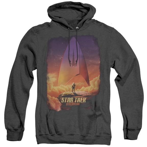 Star Trek Discovery The Explorer Adult Heather Hoodie Sweatshirt Black