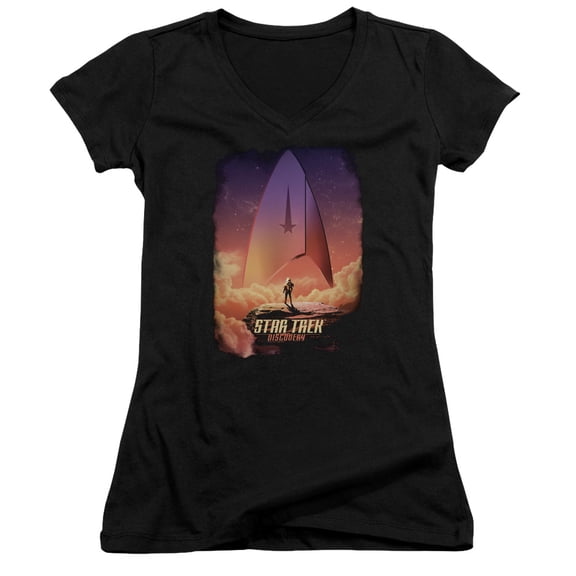 Star Trek Discovery The Explorer Junior Women's V-Neck T-Shirt Black