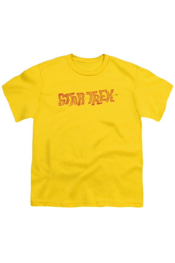 Star Trek Men's  Distressed Comic Logo Youth T-shirt Yellow
