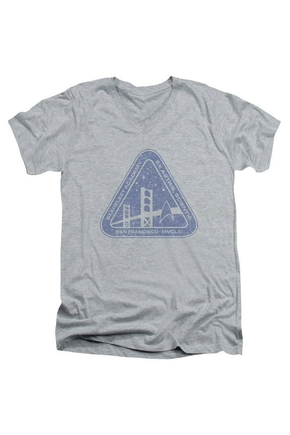 Star Trek Distressed Logo Adult V-Neck T-Shirt Athletic Heather