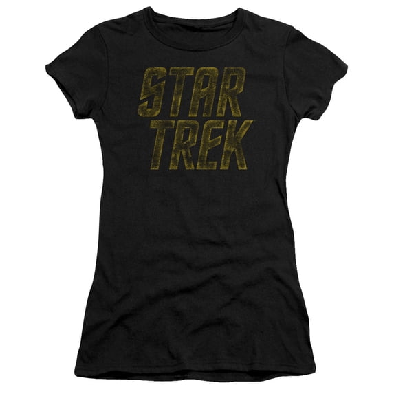Star Trek Distressed Logo Junior Women's Sheer T-Shirt Black