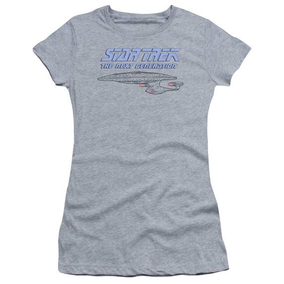 Star Trek Distressed Tng Junior Women's Sheer T-Shirt Athletic Heather