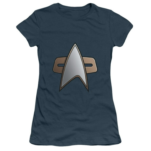 Star Trek Ds9 Science Emblem Junior Women's Sheer T-Shirt Indigo