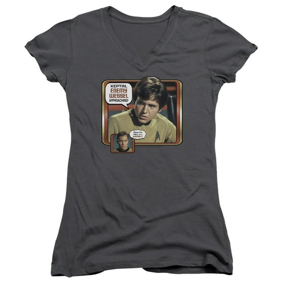 Star Trek Enemy Wessel Junior Women's V-Neck T-Shirt Charcoal