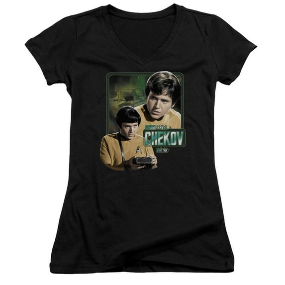 Star Trek Ensign Chekov Junior Women's V-Neck T-Shirt Black
