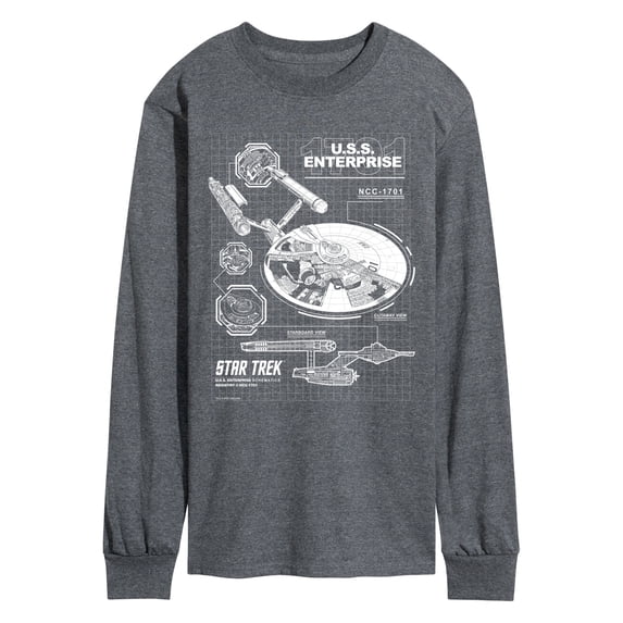 Star Trek - Enterprise Diagram - Men's Long Sleeve Graphic T-Shirt