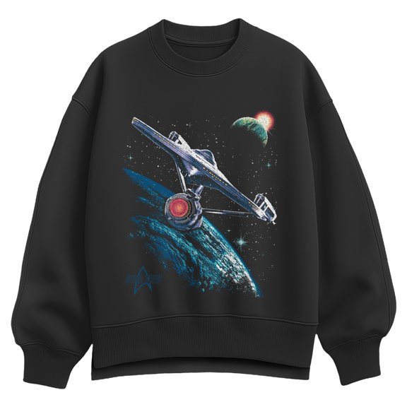 Star Trek - Enterprise In Space - Women's Oversized Fleece Crew Sweatshirt