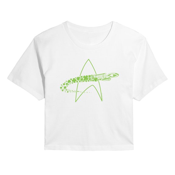 Star Trek - Enterprise Shamrocks - Juniors Cropped Graphic T-Shirt