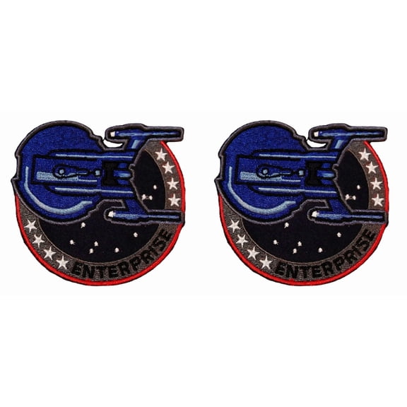 Star Trek Enterprise Uniform Shoulder 3.5" Tall Embroidered Patch Set of 2