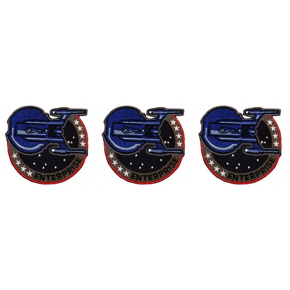 Star Trek Enterprise Uniform Shoulder 3.5" Tall Embroidered Patch Set of 3