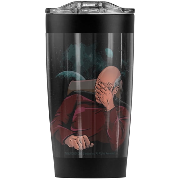 Star Trek/Face Palm Picard Stainless Steel Tumbler 20 oz Coffee Travel Mug/Cup, Vacuum Insulated & Double Wall with Leakproof Sliding Lid | Great for Hot Drinks and Cold Beverages
