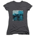 thumbnail image 1 of Star Trek Final Frontier Cover Junior Women's V-Neck T-Shirt Charcoal, 1 of 1