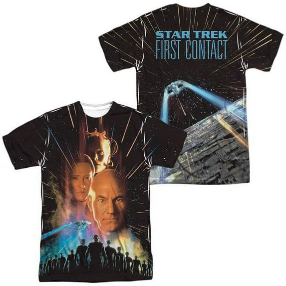 Star Trek Men's Fist Contact Poster Sublimation T-shirt White