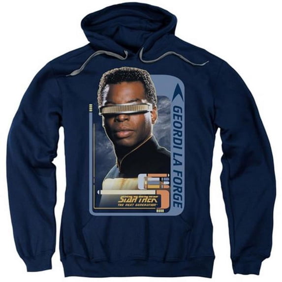 Star Trek-Geordi Laforge - Adult Pull-Over Hoodie - Navy- Large