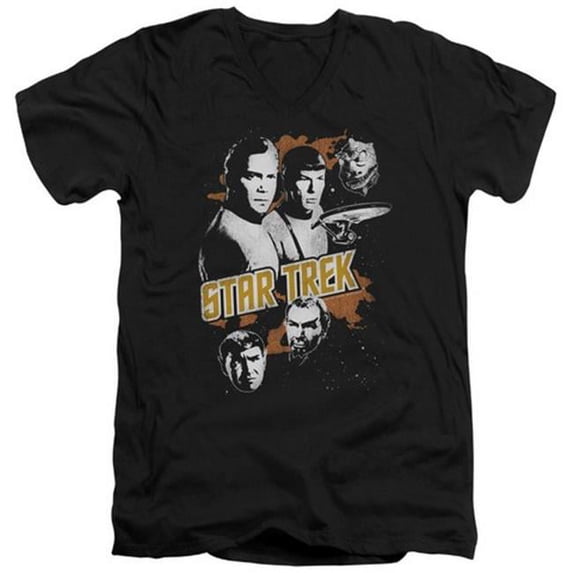 Star Trek-Graphic Good Vs Evil - Short Sleeve Adult 30-1 V-Neck Tee - Black- Large