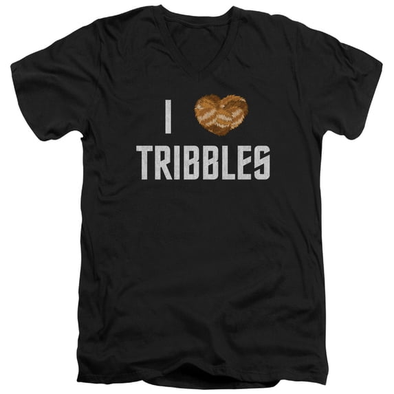Star Trek I Heart Tribbles Adult V-Neck T-Shirt Black