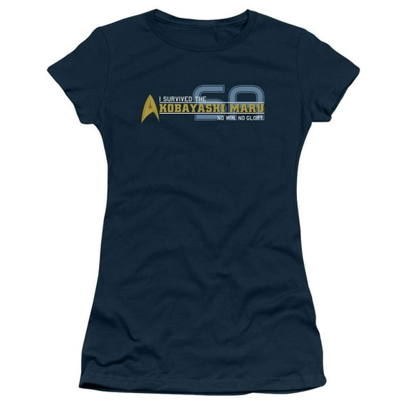 Star Trek I Survived Junior Women's Sheer T-Shirt Navy
