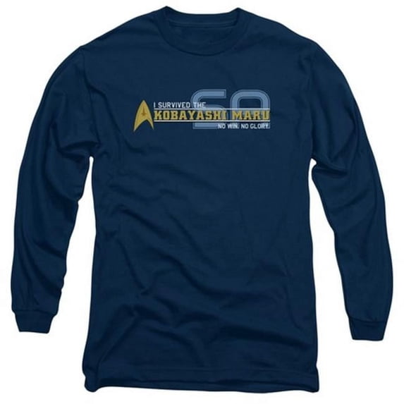 Star Trek-I Survived - Long Sleeve Adult 18-1 Tee - Navy- Small